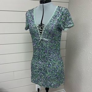 VS Sequin Lace Up Tunic/Mini Dress
